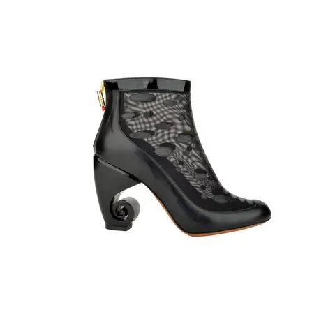 Mesh ankle boot, sculpted heel