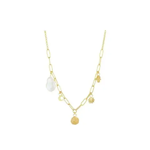 Gold charm necklace