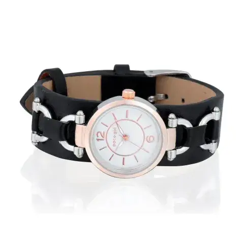 Leather cuff watch