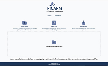 Drag-and-drop upload area in the Picarm editor